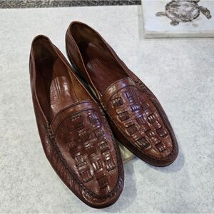 🐢 Bruno Magli Mens Brown Leather Loafers.  Size 8.5 Great Condition!